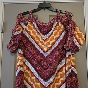 Fig and Flower Multicolor Chevron Blouse